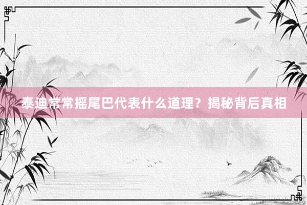 泰迪常常摇尾巴代表什么道理？揭秘背后真相