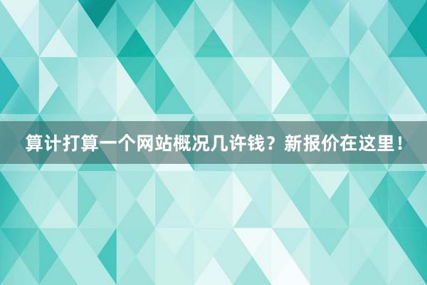 算计打算一个网站概况几许钱？新报价在这里！