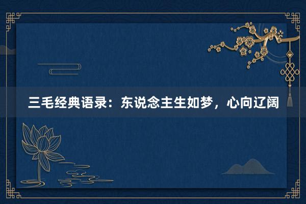 三毛经典语录：东说念主生如梦，心向辽阔